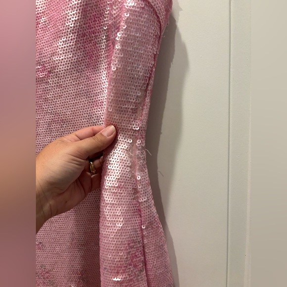 LoveShackFancy Stasia Sequin Dress Pink Strapless Evening Cocktail Party Sz 8 - Picture 7 of 7